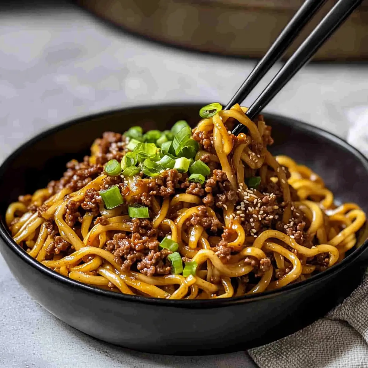 Mongolian Ground Beef Noodles