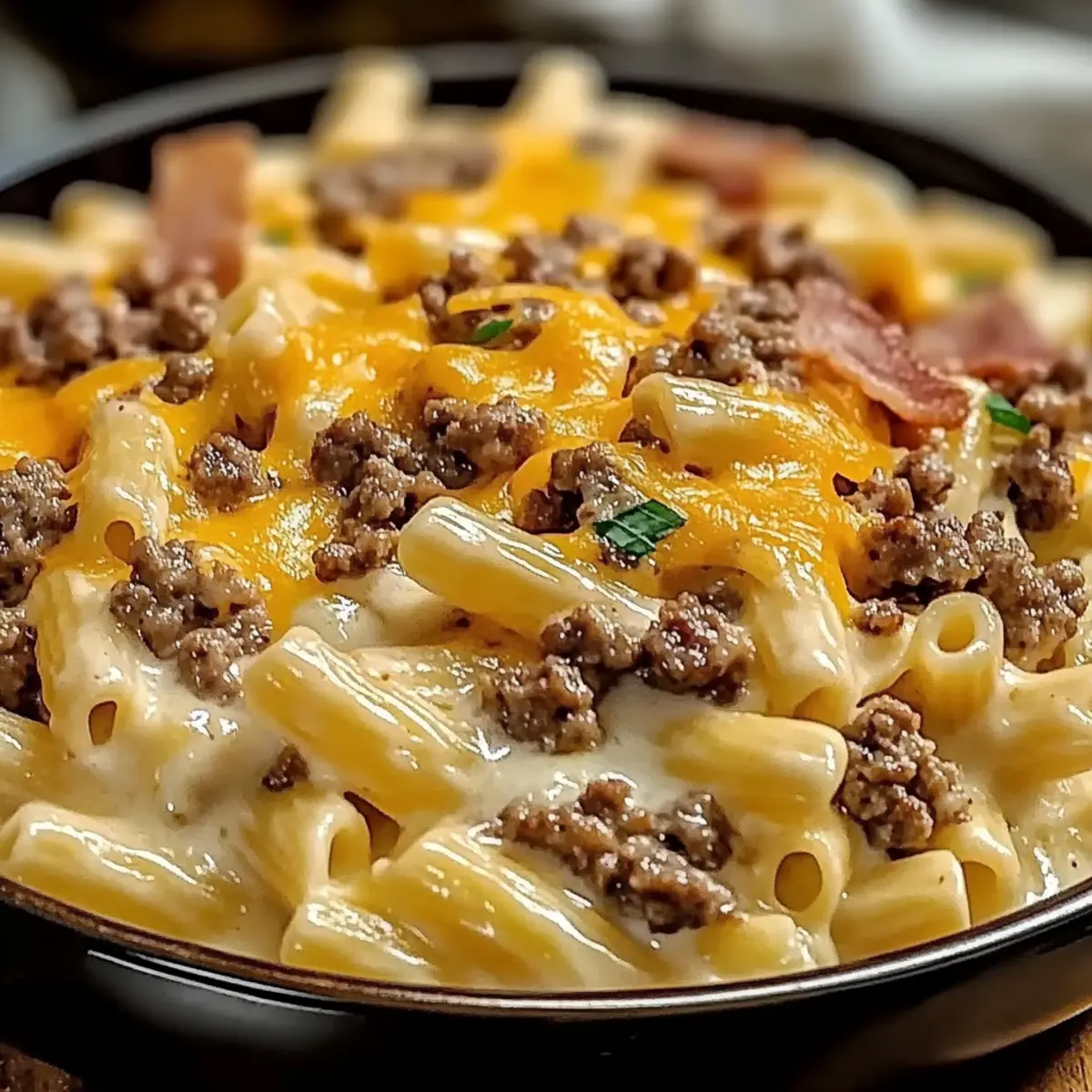 Cheeseburger Alfredo Pasta