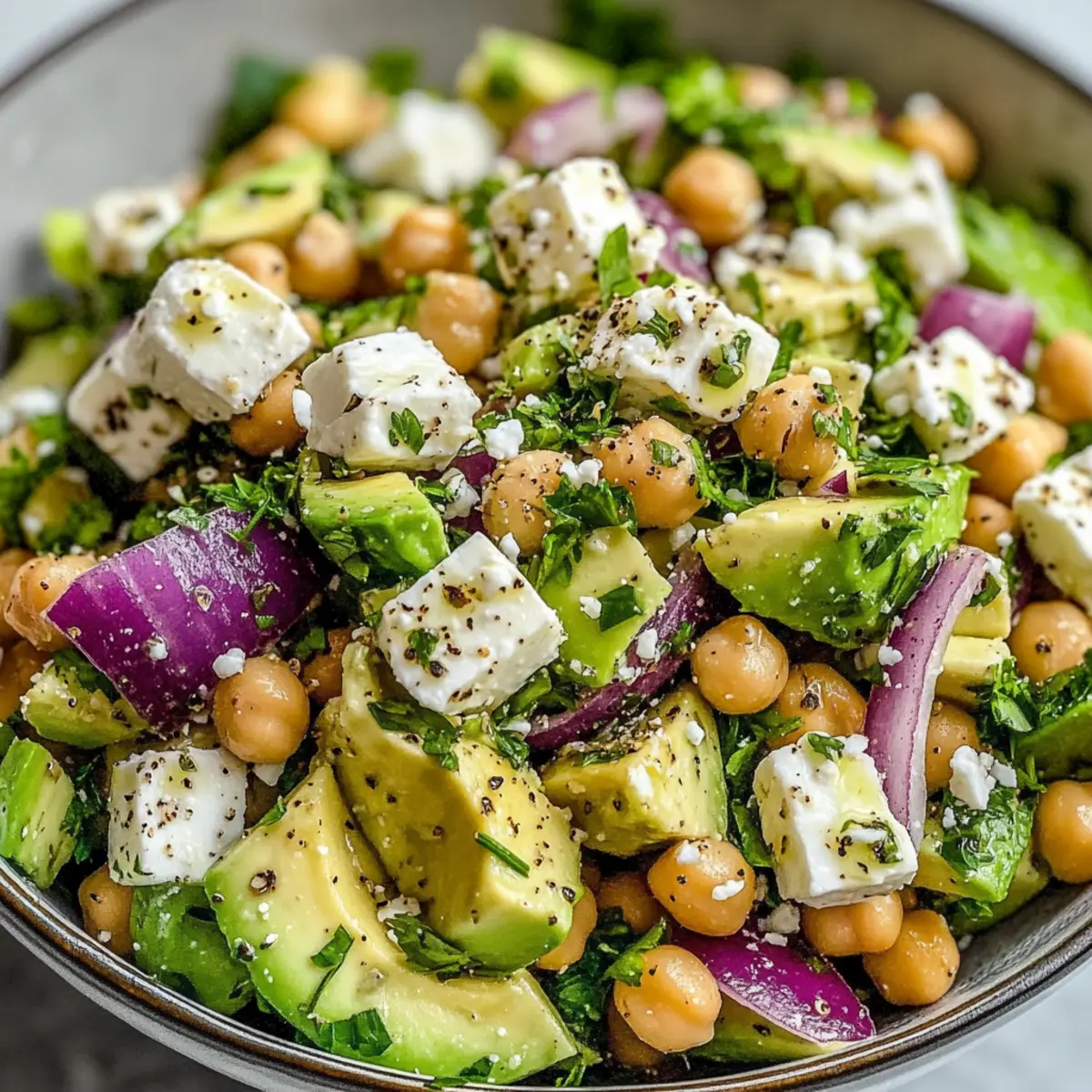 Chickpea Feta Avocado Salad