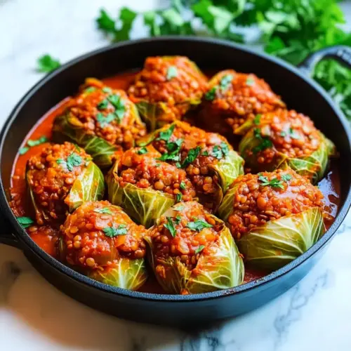 Lentil and Rice Stuffed Cabbage Rolls