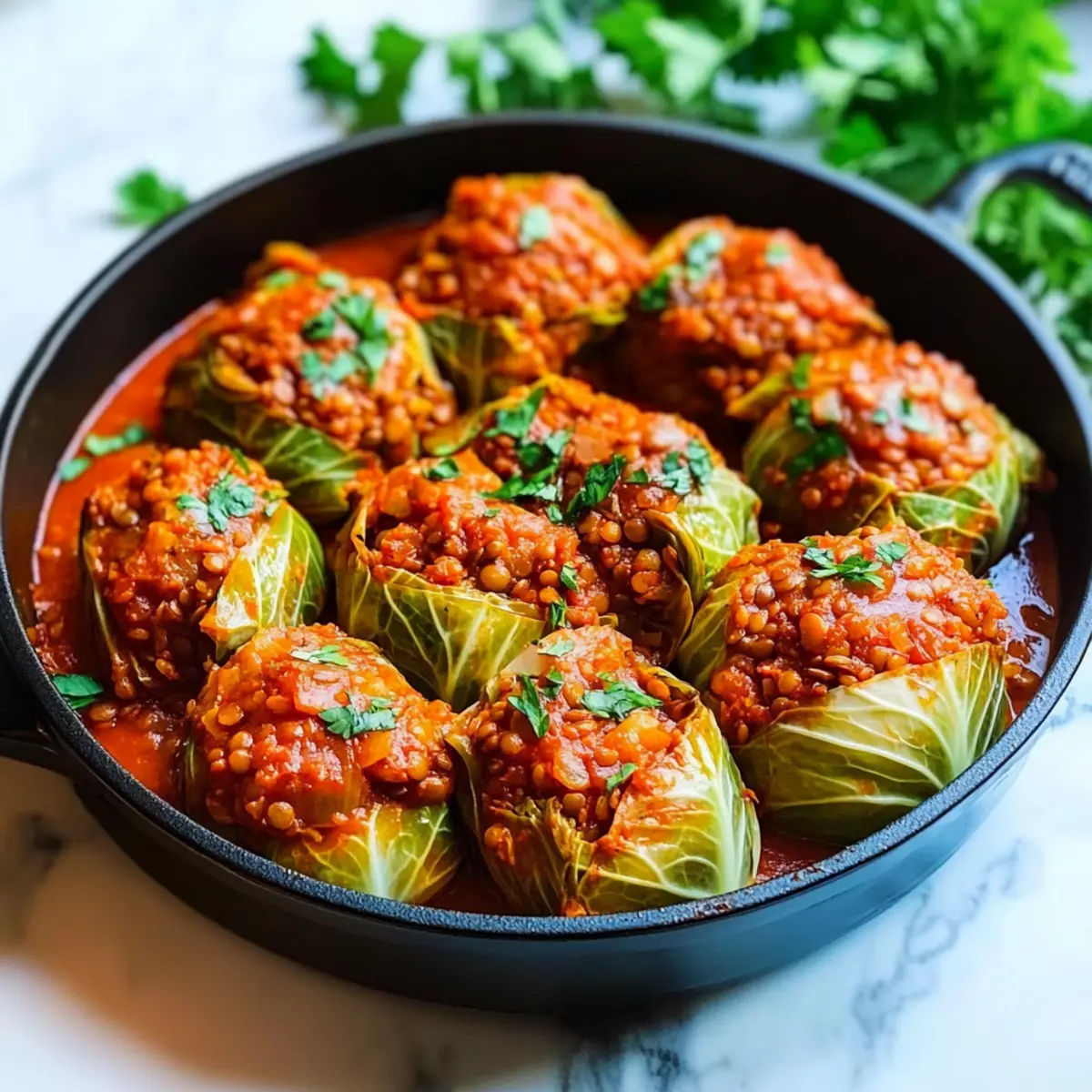 Lentil and Rice Stuffed Cabbage Rolls