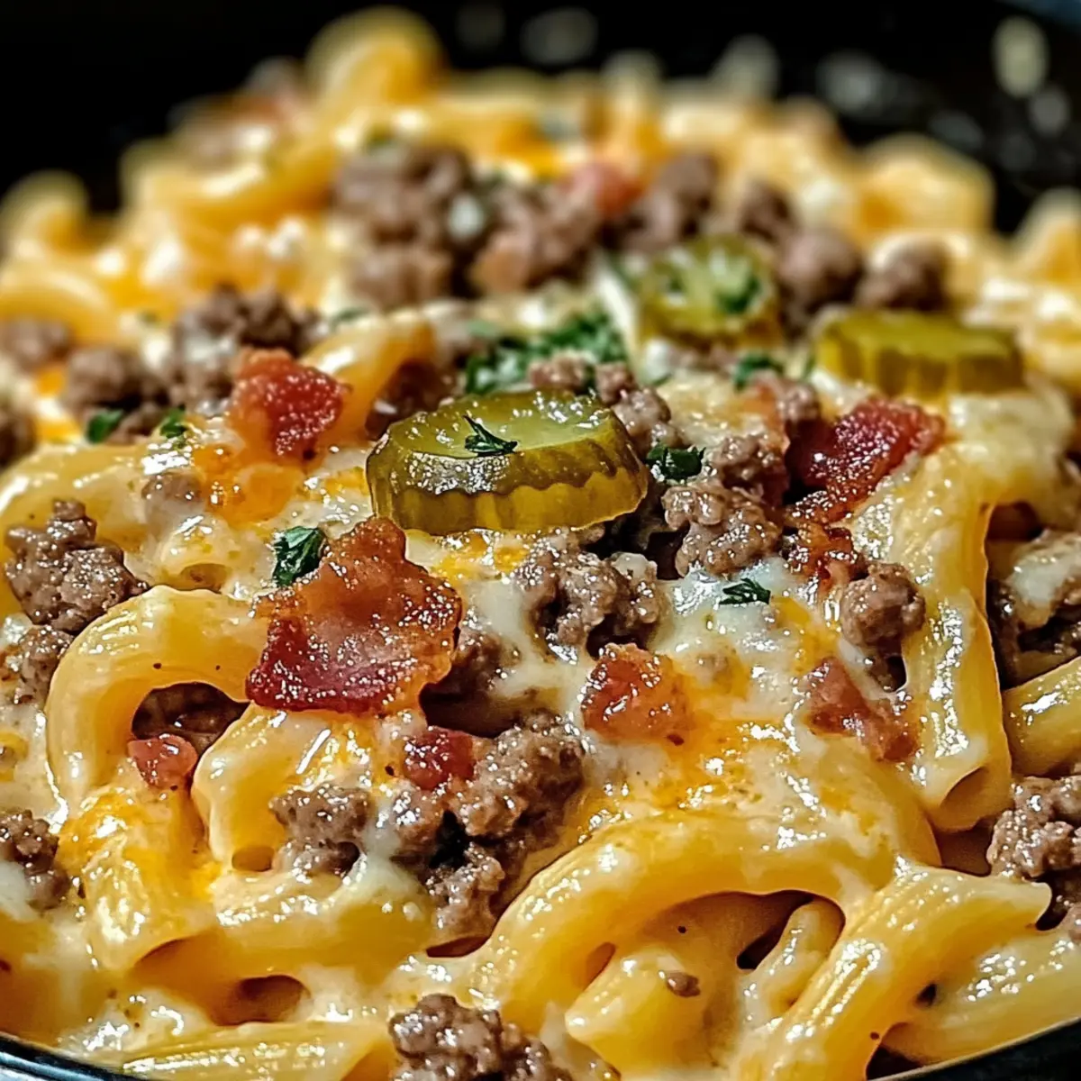 Cheeseburger Alfredo Pasta
