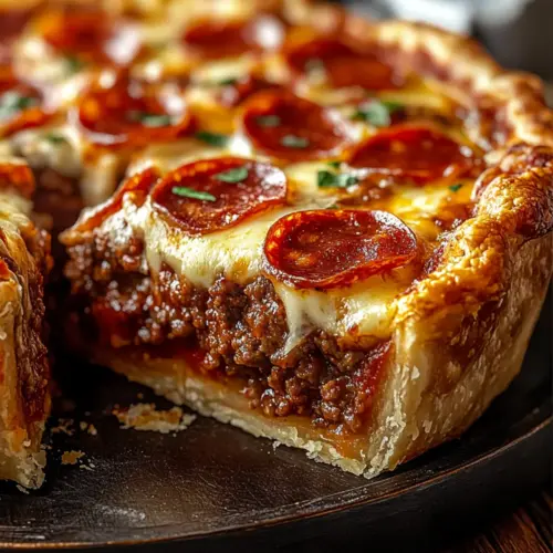 Hamburger Beef Sausage & Pepperoni Pie