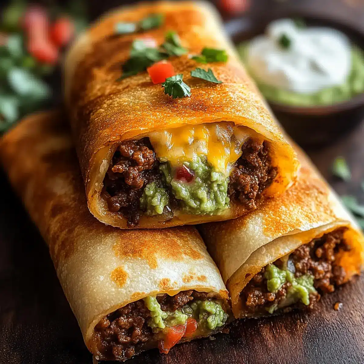 Beef and Cheese Chimichangas
