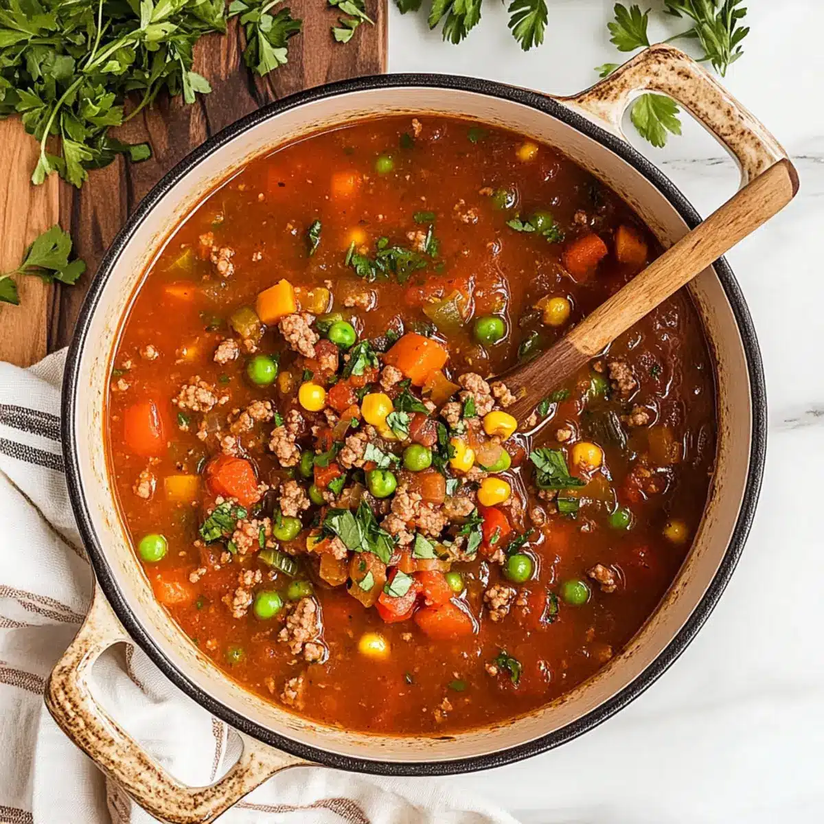 Hamburger Vegetable Soup Recipe (One-Pot)