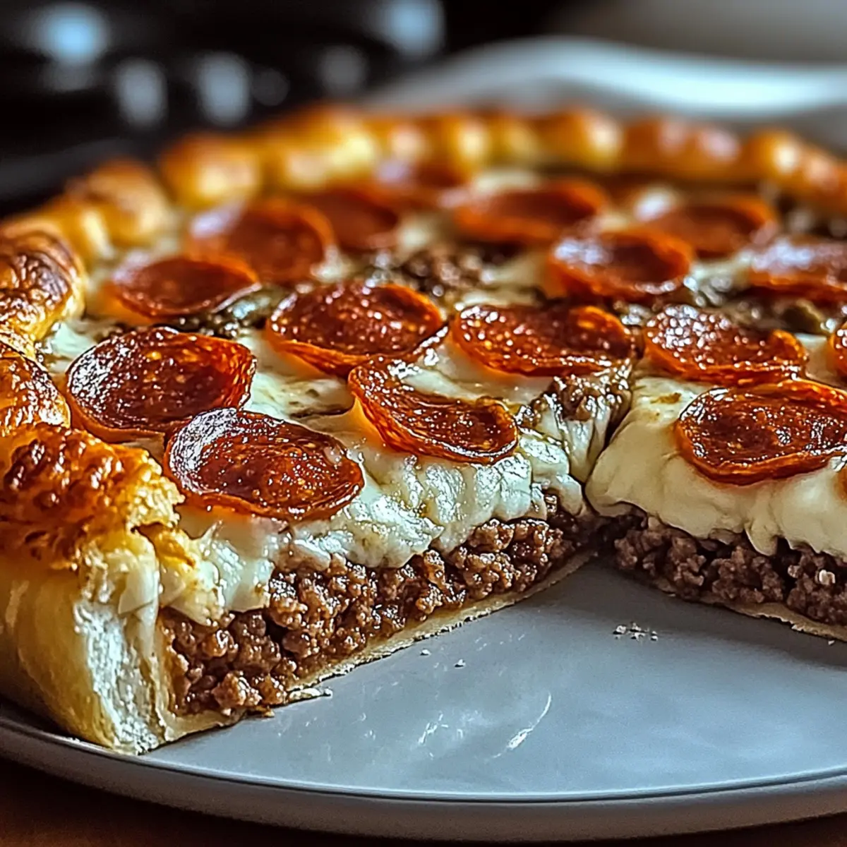 Hamburger Sausage & Pepperoni Pie