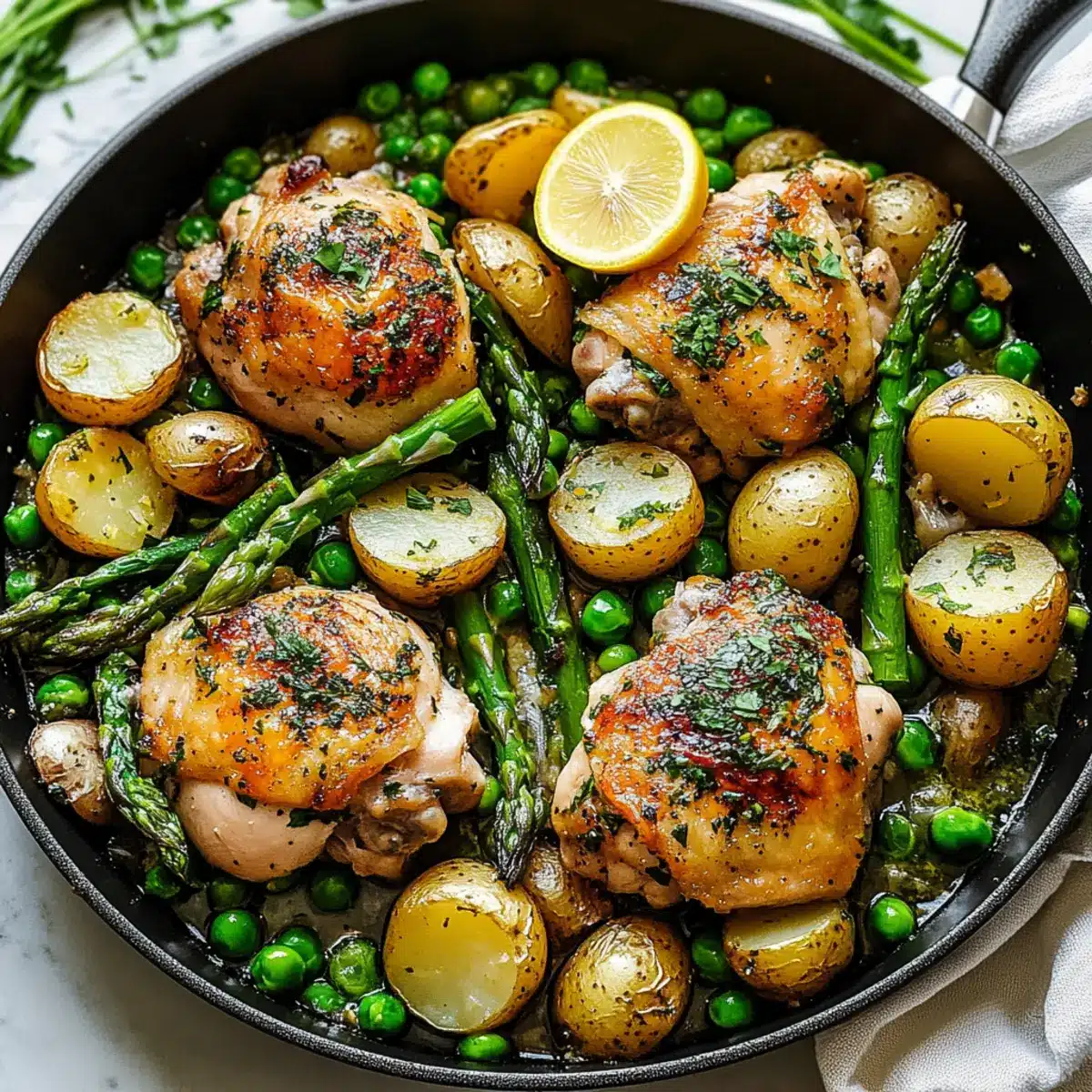 Lemon-Herb Chicken with Spring Veggie Skillet