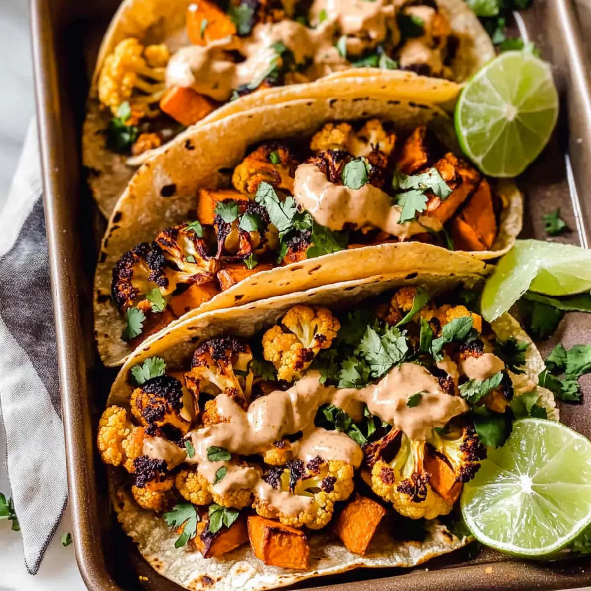 Roasted Sweet Potato and Cauliflower Tacos